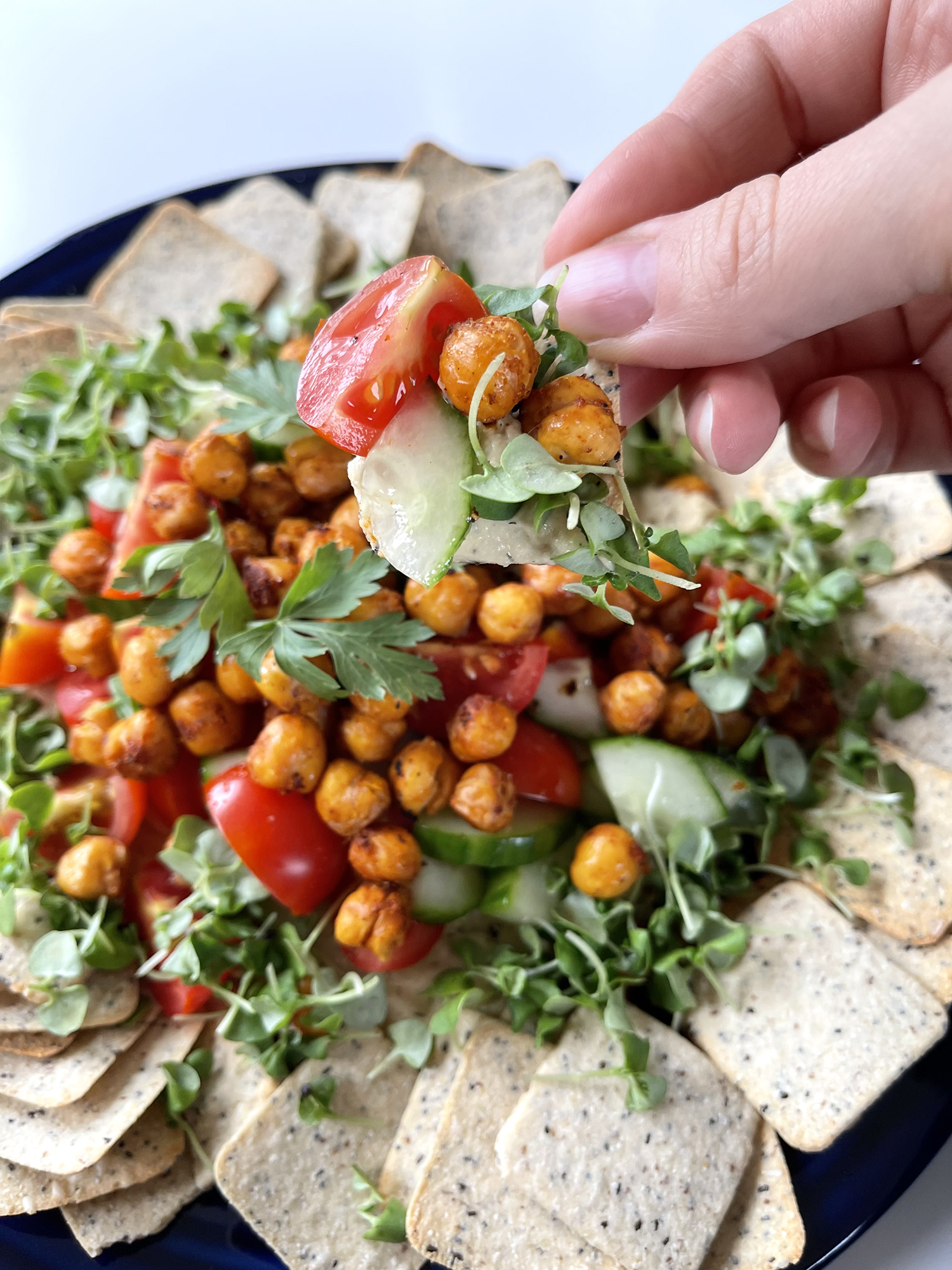 Dressed Up Hummus with Roasted Chickpeas