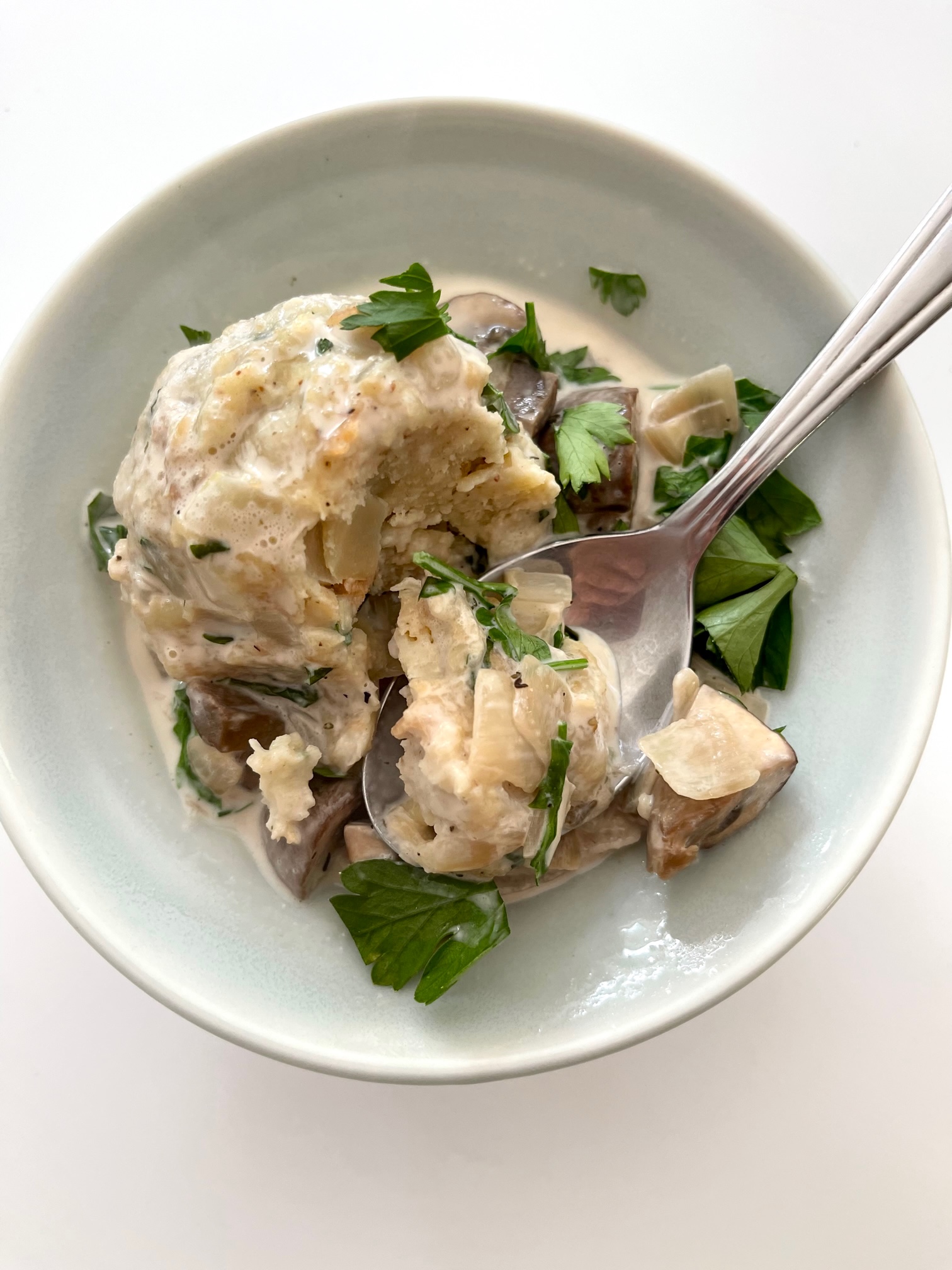 Semmelknödel & Pilzrahm (Braverian Bread Dumplings & Cream of Mushroom)