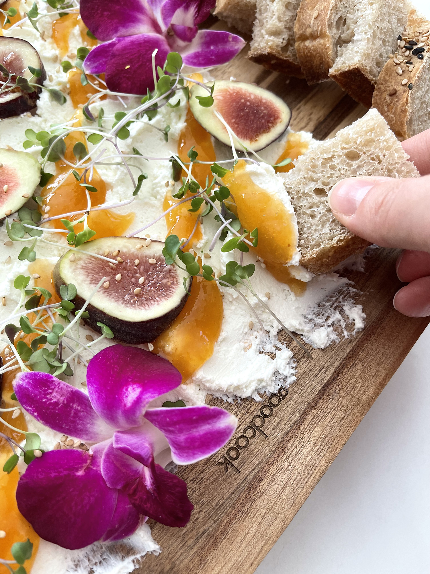 Goat Cheese Board with Figs and Apricot Jam