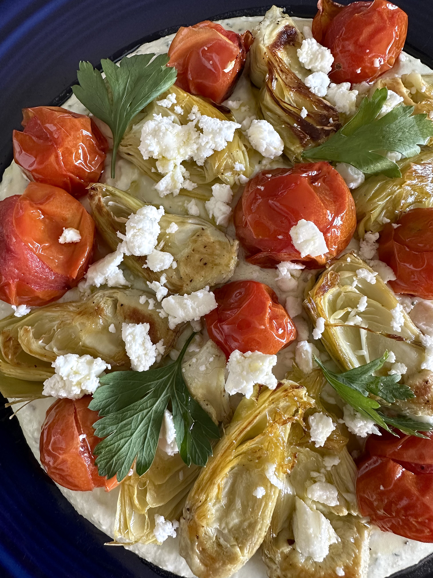 Whipped Feta with Roasted Artichokes and Tomatoes